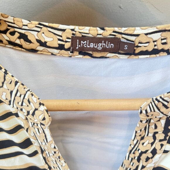 J. McLaughlin Womens Striped Dress With Embellished Neckline & 3/4 Sleeves - Siz - Picture 5 of 6